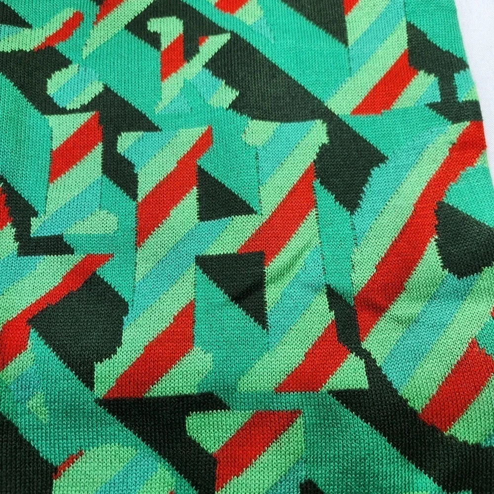 Heineken Knit Sweater Mens Medium Green Red Geometric Graphic Print Pullover